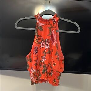 Floral Halter Neck Top - Red